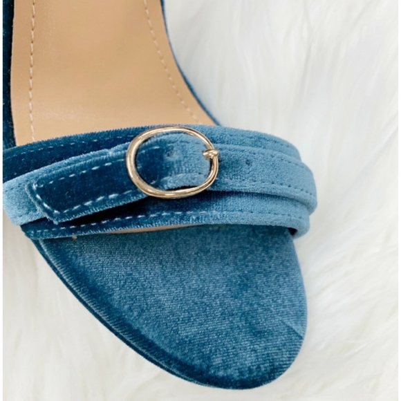 Betani Blue Velvet Stiletto open toe Heel Sandals - Picture 5 of 6